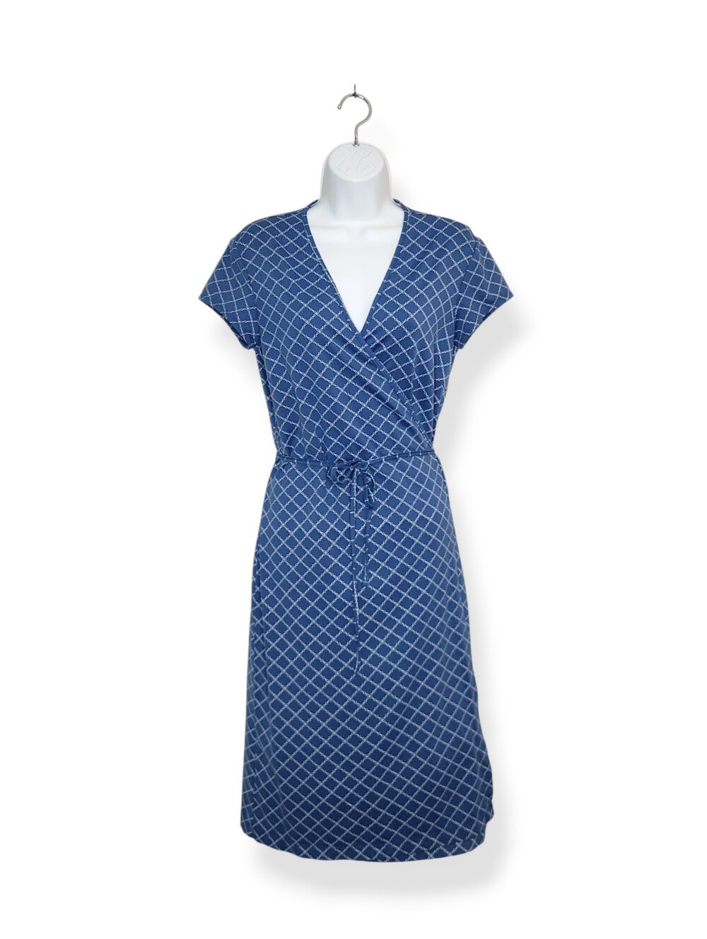 J. McLaughlin Catalina Cloth Blue Short Sleeve Wrap Dress Women's Size Medium